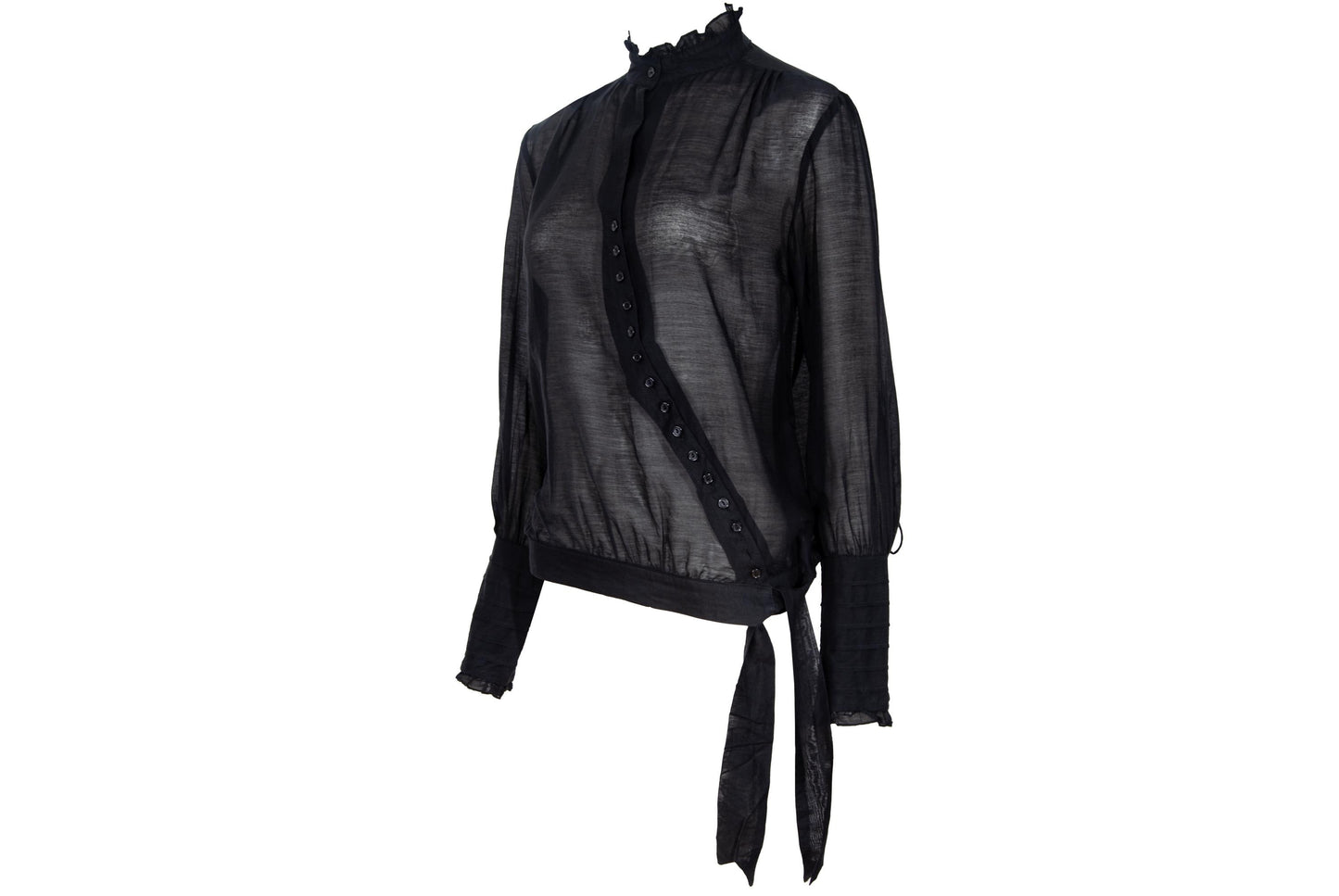 Vintage futuristic Edwardian inspired asymmetric button placket silk and cotton blend blouse