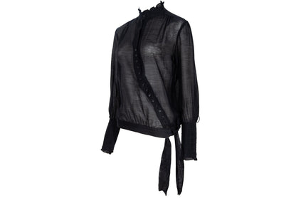 Vintage futuristic Edwardian inspired asymmetric button placket silk and cotton blend blouse
