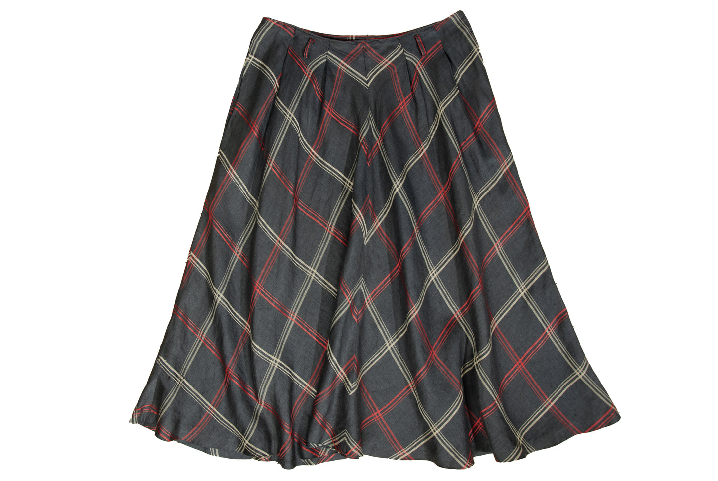 Vintage linen checkered two piece top and skirt set / Made in Italy