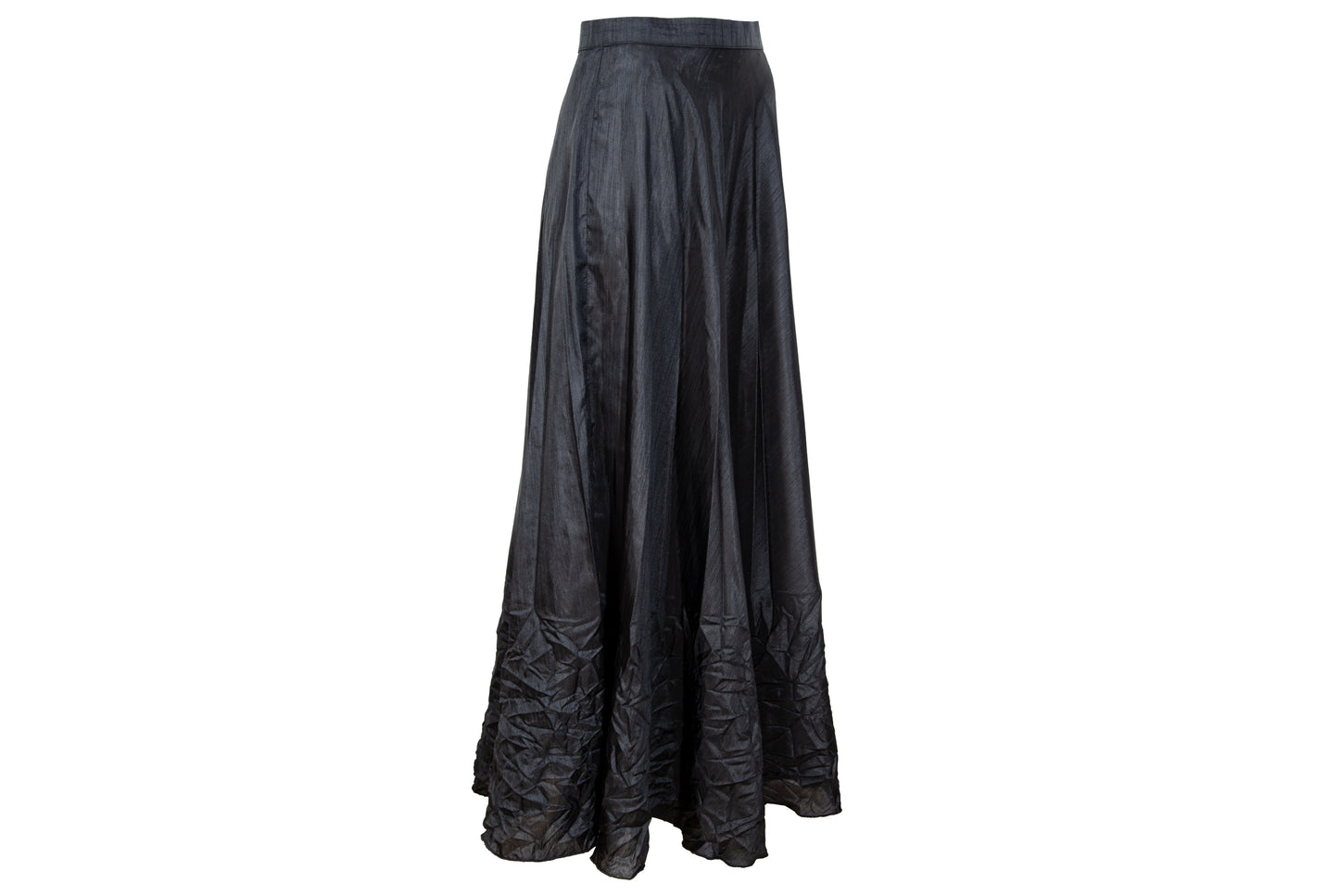 Vintage 1990s French designer black permanent pleats maxi skirt - Made in France