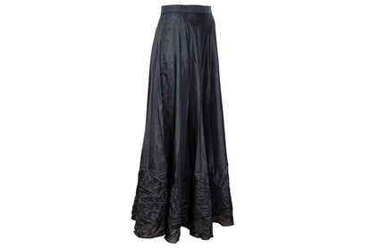 Vintage 1990s French designer black permanent pleats maxi skirt - Made in France