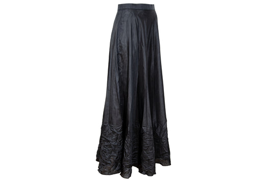 Vintage 1990s French designer black permanent pleats maxi skirt - Made in France
