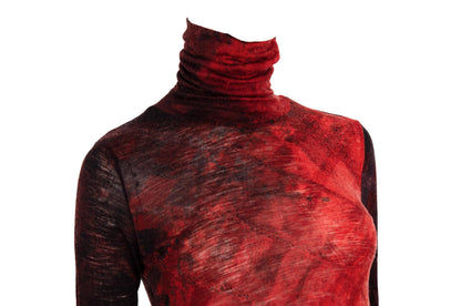 2000s Italian designer wool abstract turtleneck long sleeves top / Made in Italy