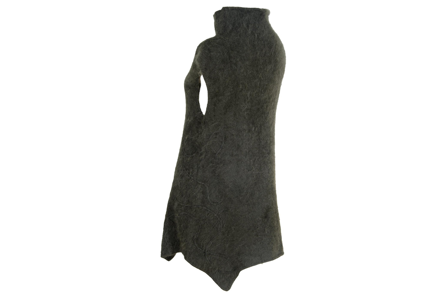 Vintage Sarah Pacini angora knit funnel neck asymmetrical sleeveless tunic / Made in Italy
