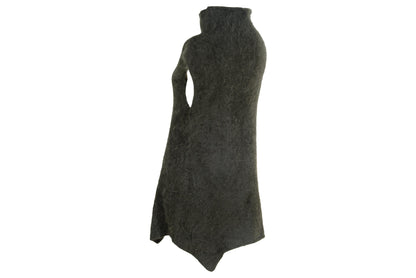 Vintage Sarah Pacini angora knit funnel neck asymmetrical sleeveless tunic / Made in Italy