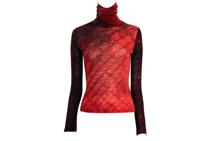 2000s Italian designer wool abstract turtleneck long sleeves top / Made in Italy