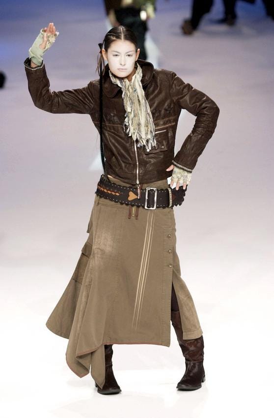 F/W 2003 Marithé + François Girbaud utility asymmetrical cargo skirt / Made in Italy