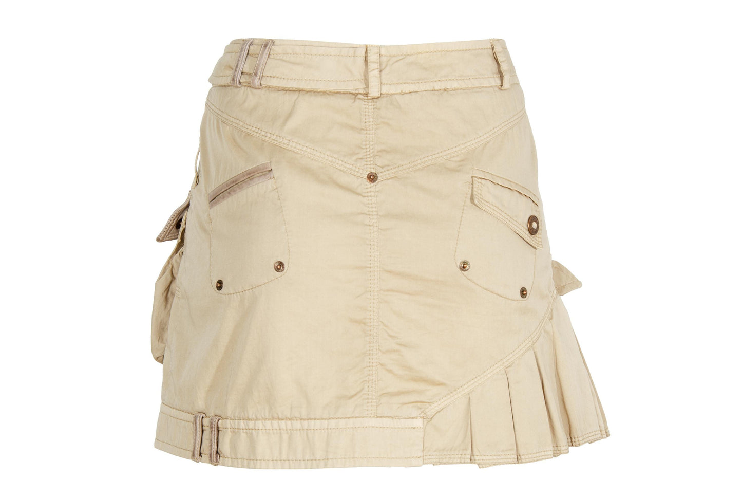 Vintage Gaetano Navarra asymmetrical army inspired mini skirt with leather belt - Made in Italy