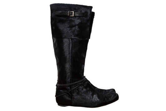 F/W 2005 Marithé + François Girbaud black pony hair tall boots