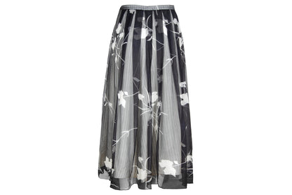 2000s Simultaneous 100% silk sheer pleated skirt / Made in Italy