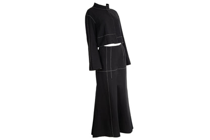 90s Ritsuko Shirahama cropped jacket and maxi skirt two piece set / Made in Japan