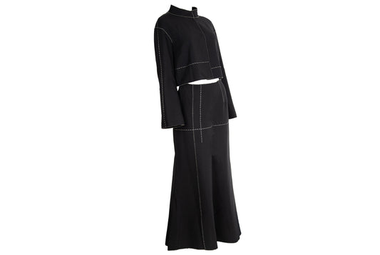 90s Ritsuko Shirahama cropped jacket and maxi skirt two piece set / Made in Japan