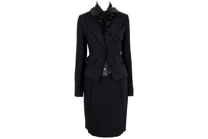 Vintage Gaetano Navarra black wool blazer and skirt suit / Made in Italy