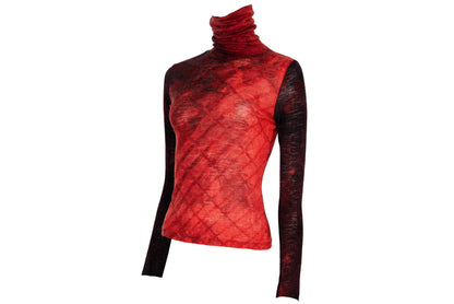 2000s Italian designer wool abstract turtleneck long sleeves top / Made in Italy