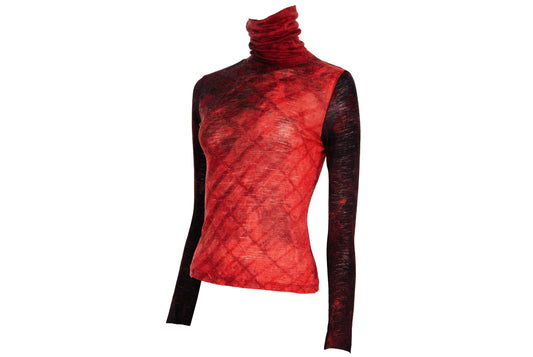 2000s Italian designer wool abstract turtleneck long sleeves top / Made in Italy