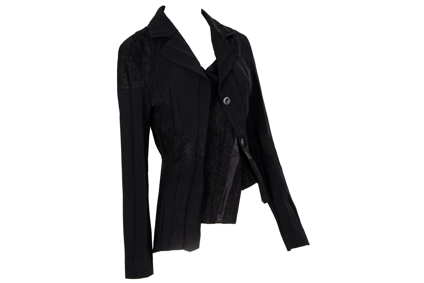 Vintage French brand deconstructed pleats avant garde black asymmetrical jacket / Made in France