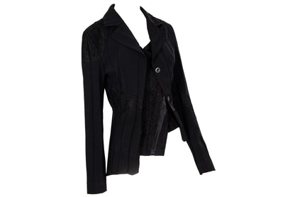 Vintage French brand deconstructed pleats avant garde black asymmetrical jacket / Made in France