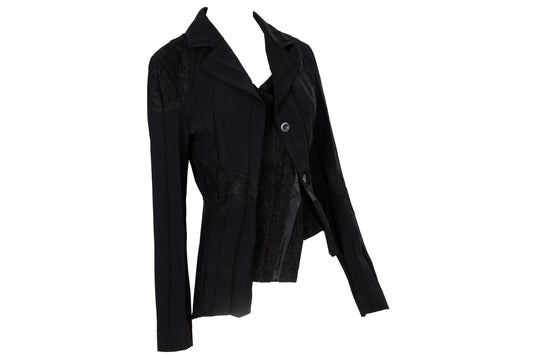 Vintage French brand deconstructed pleats avant garde black asymmetrical jacket / Made in France