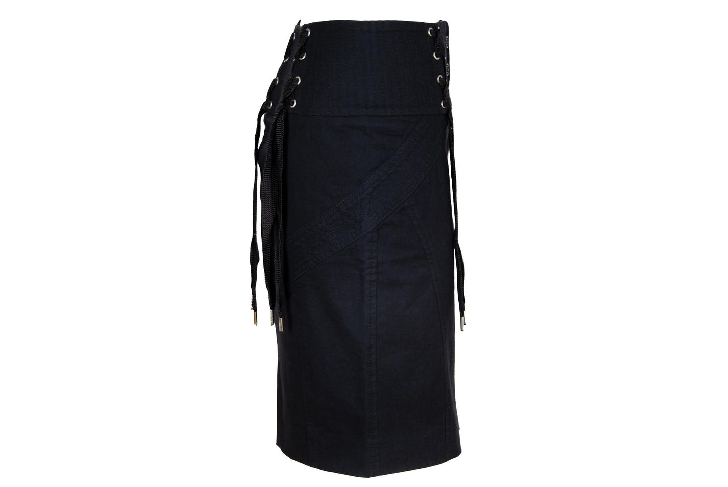 2000s Antonio Berardi black "corset" skirt / Tactical lace up front mini skirt / Made in Italy
