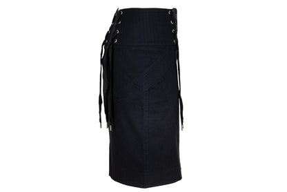 2000s Antonio Berardi black "corset" skirt / Tactical lace up front mini skirt / Made in Italy