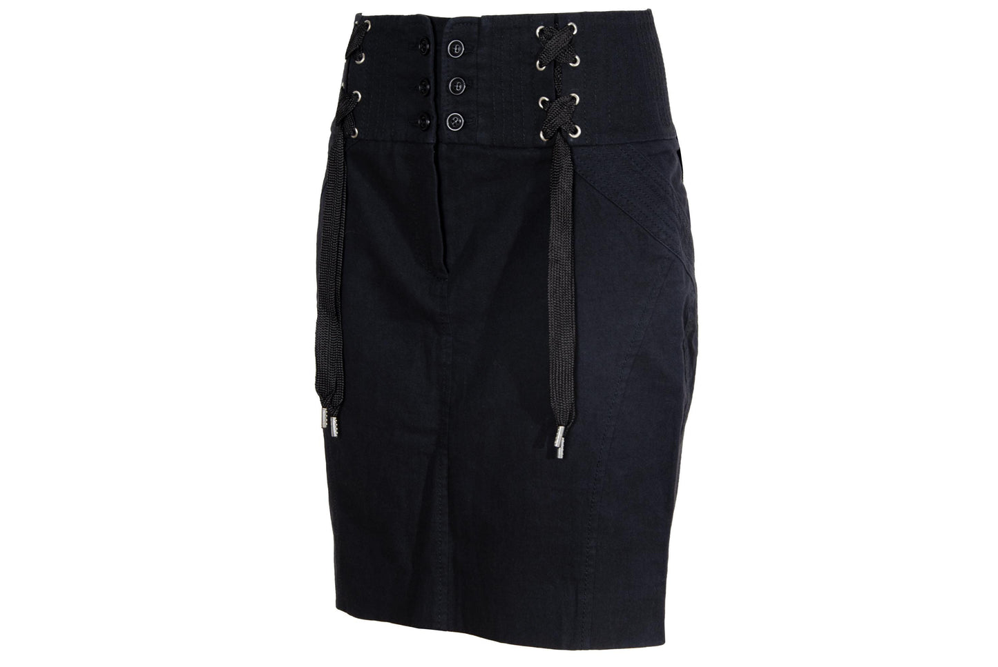 2000s Antonio Berardi black "corset" skirt / Tactical lace up front mini skirt / Made in Italy