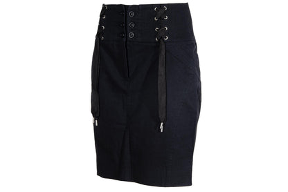 2000s Antonio Berardi black "corset" skirt / Tactical lace up front mini skirt / Made in Italy