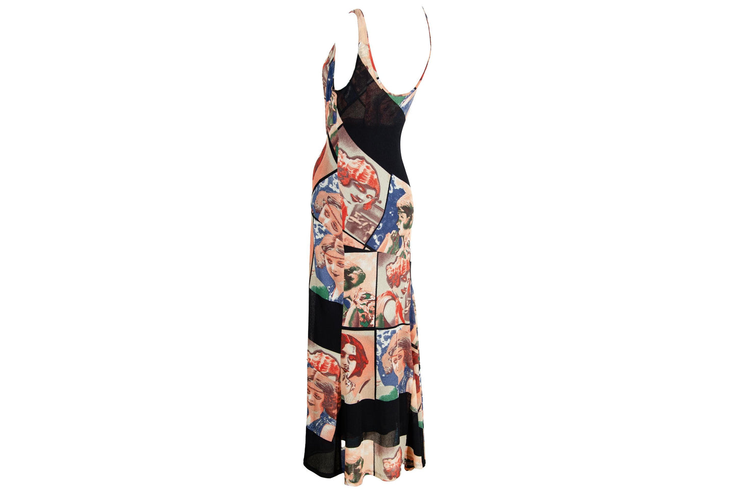 90s Spanish designer mesh portrait print maxi dress / Made in Spain