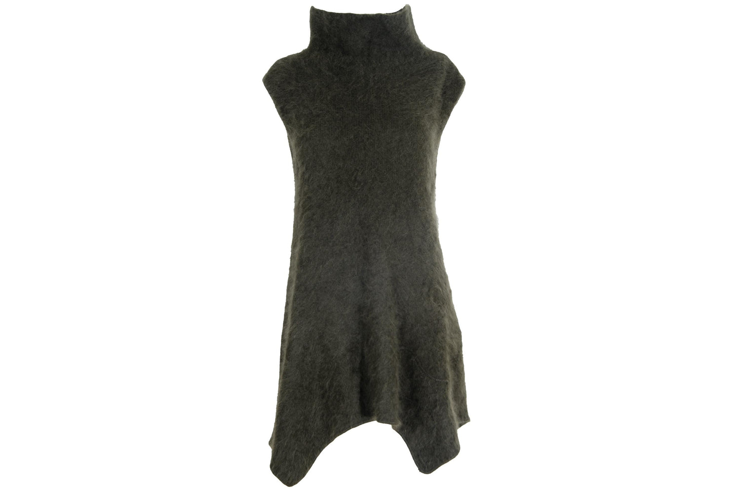 Vintage Sarah Pacini angora knit funnel neck asymmetrical sleeveless tunic / Made in Italy