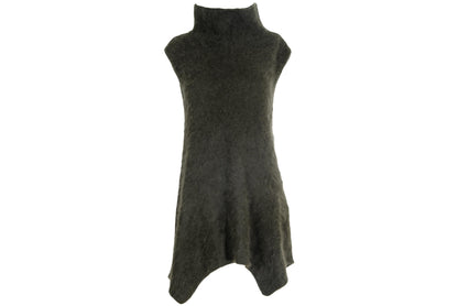 Vintage Sarah Pacini angora knit funnel neck asymmetrical sleeveless tunic / Made in Italy