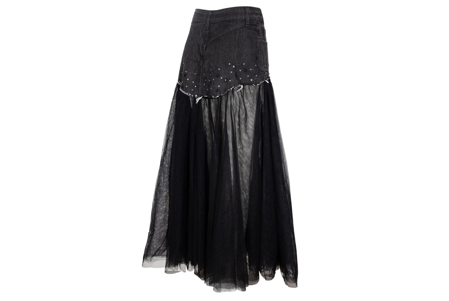 2000s denim & voluminous tulle avant garde tutu skirt / Made in Italy