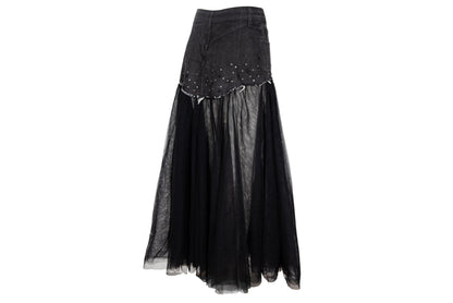 2000s denim & voluminous tulle avant garde tutu skirt / Made in Italy