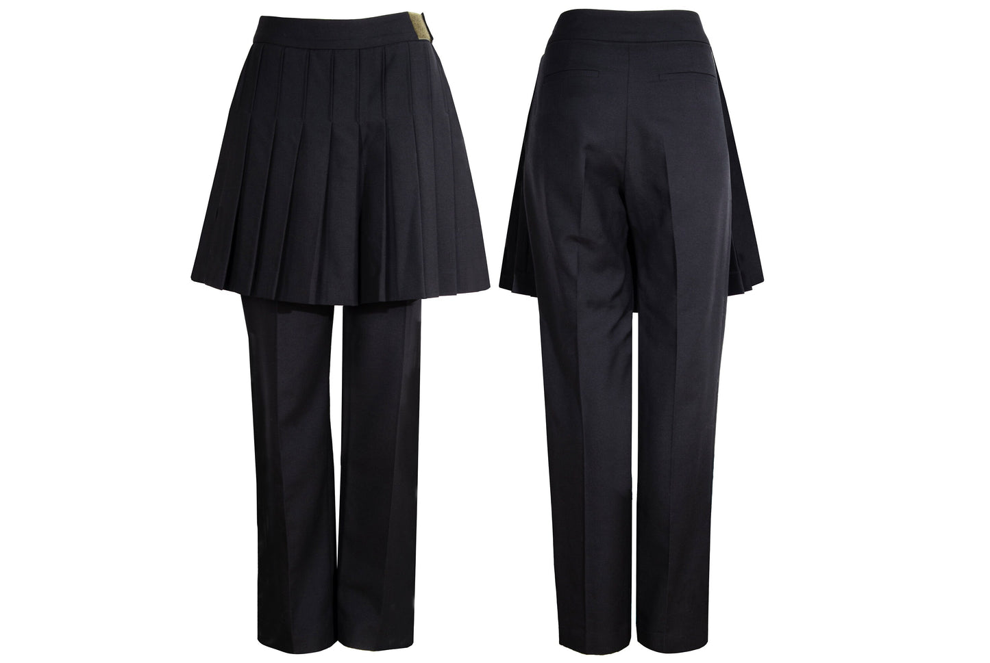 Vintage Dries Van Noten 100% wool black pants with overskirt