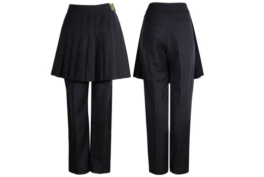 Vintage Dries Van Noten 100% wool black pants with overskirt