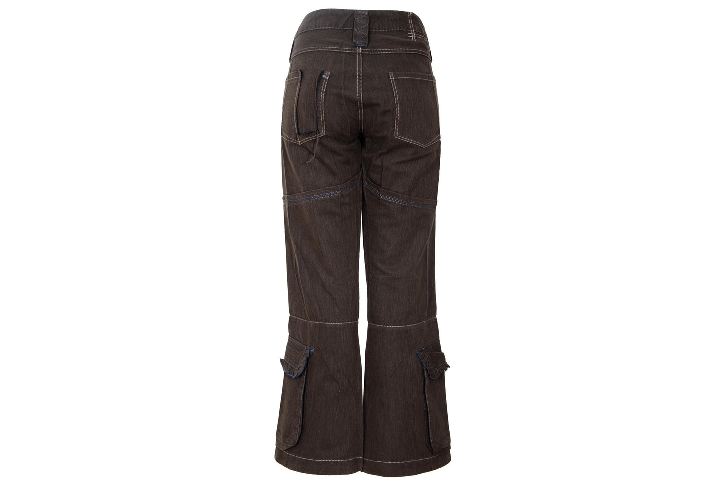 S/S 2003 Marithé + François Girbaud flared low waist brown cotton multi pocket pants