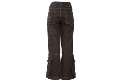 S/S 2003 Marithé + François Girbaud flared low waist brown cotton multi pocket pants