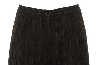 Vintage Dries Van Noten wool & cotton straight wide striped trousers.
