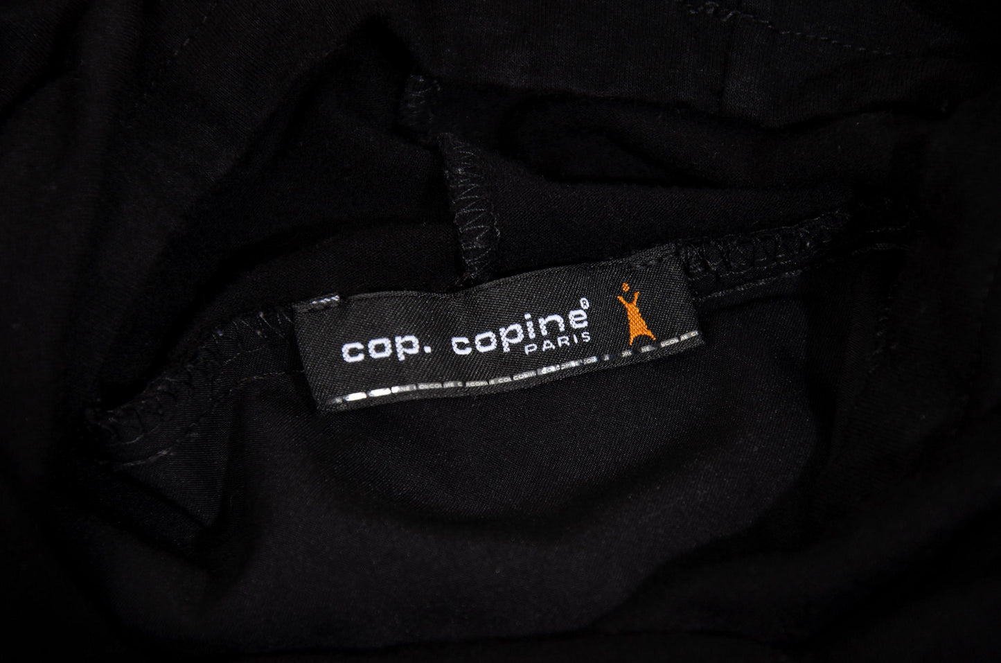 2000s Cop Copine asymmetrical hem black tonal print tunic / Made in France
