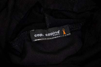 2000s Cop Copine asymmetrical hem black tonal print tunic / Made in France