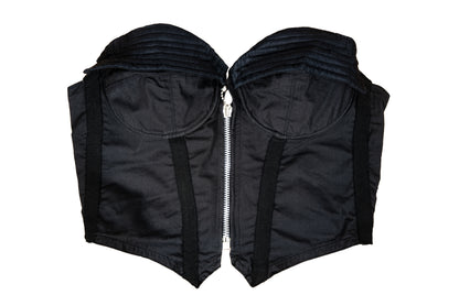 1990s Italian brand black cotton cropped bustier top / Made in Italy