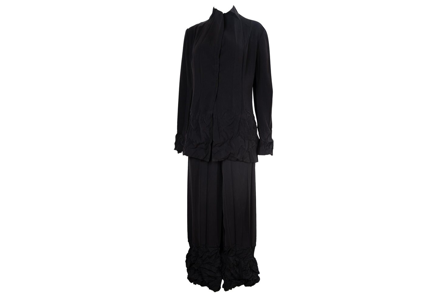 Vintage French brand permanent pleats black jacket and pants / Made in France