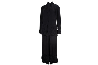 Vintage French brand permanent pleats black jacket and pants / Made in France