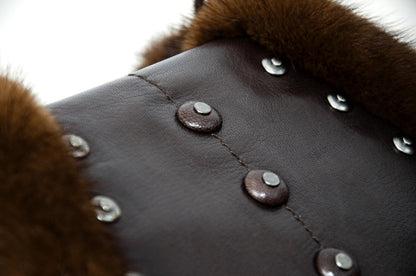 Vintage Yves Saint Laurent Tom Ford era suede mink trim fur shoulder bag