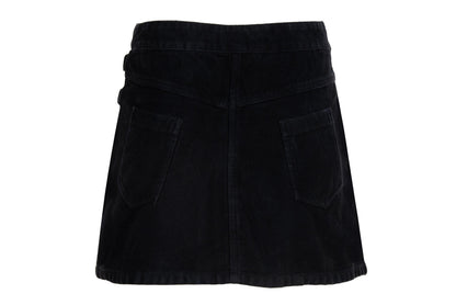 Vintage Gaetano Navarra black moleskin asymmetrical pleated mini skirt / Made in Italy