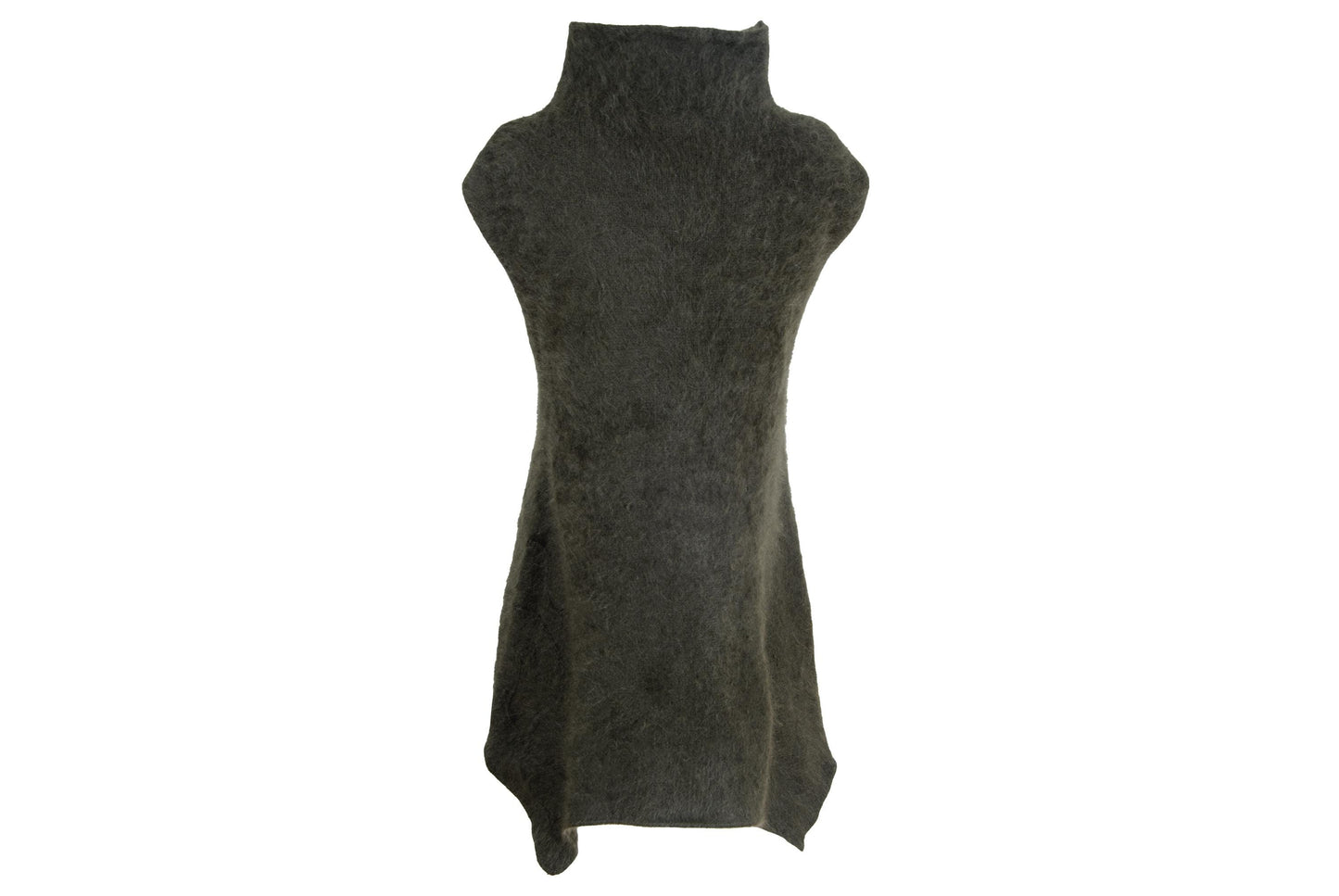 Vintage Sarah Pacini angora knit funnel neck asymmetrical sleeveless tunic / Made in Italy
