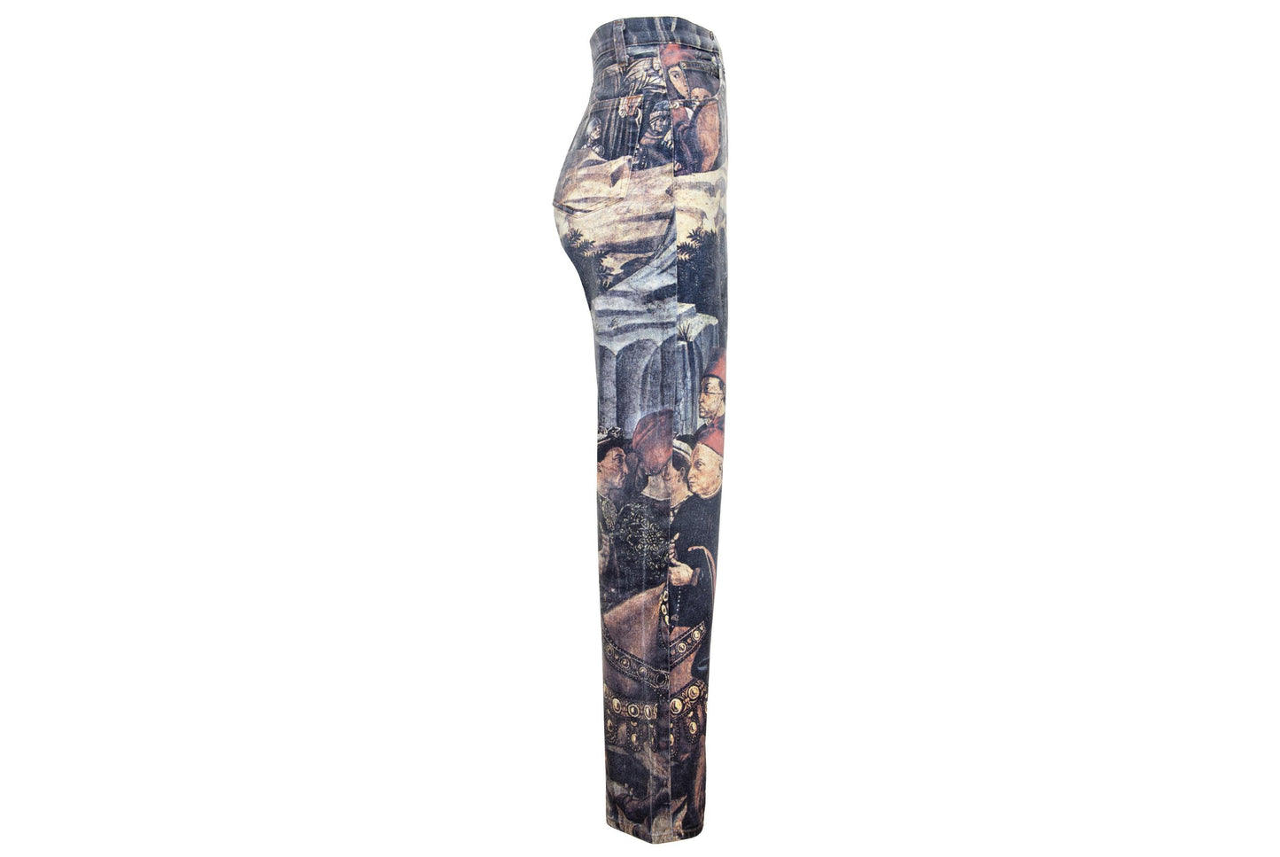 1990s medieval print jeans / High waisted straight tapered leg jeans / W29