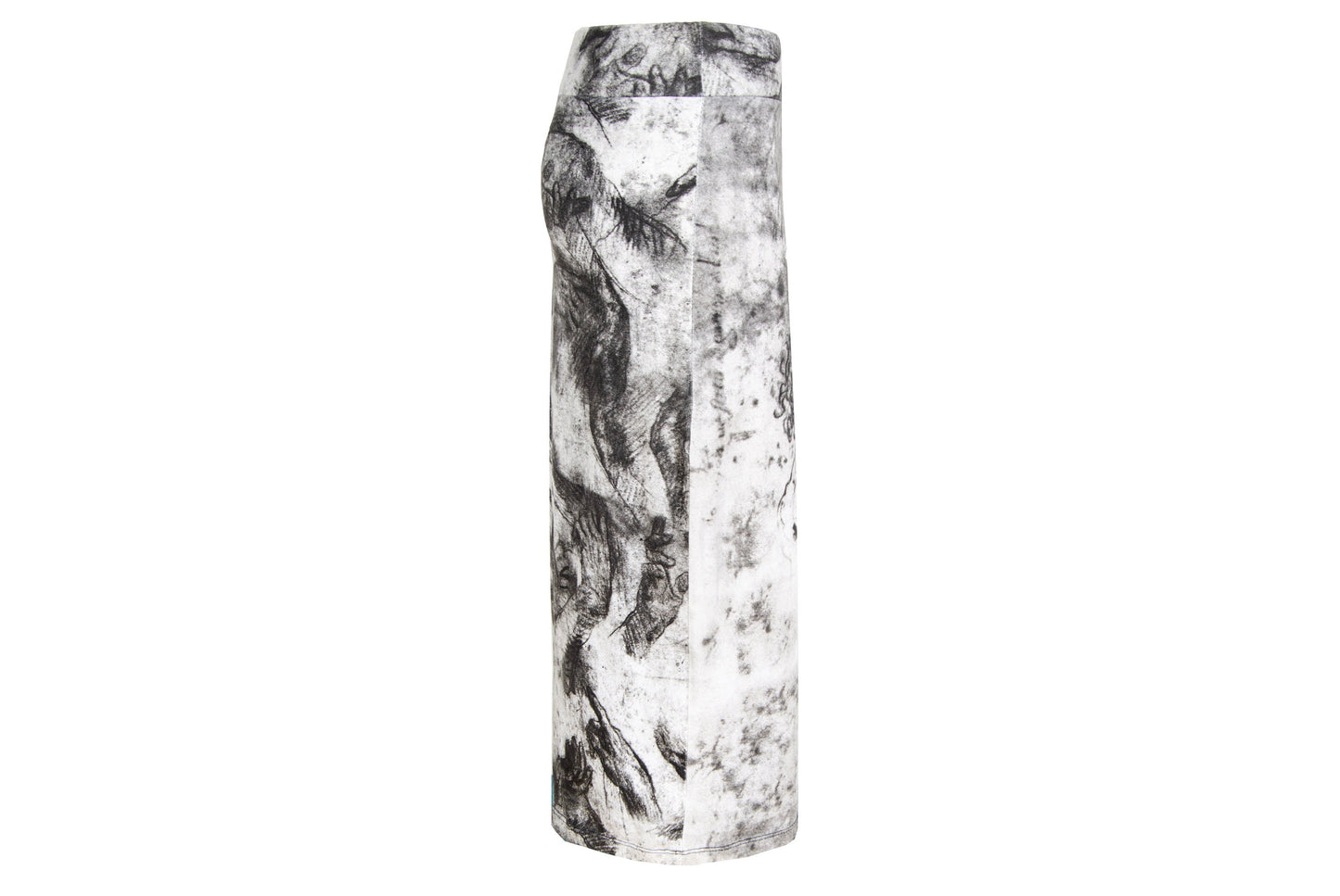 Vintage black and white charcoal drawing greek statue print skirt / Made in Spain