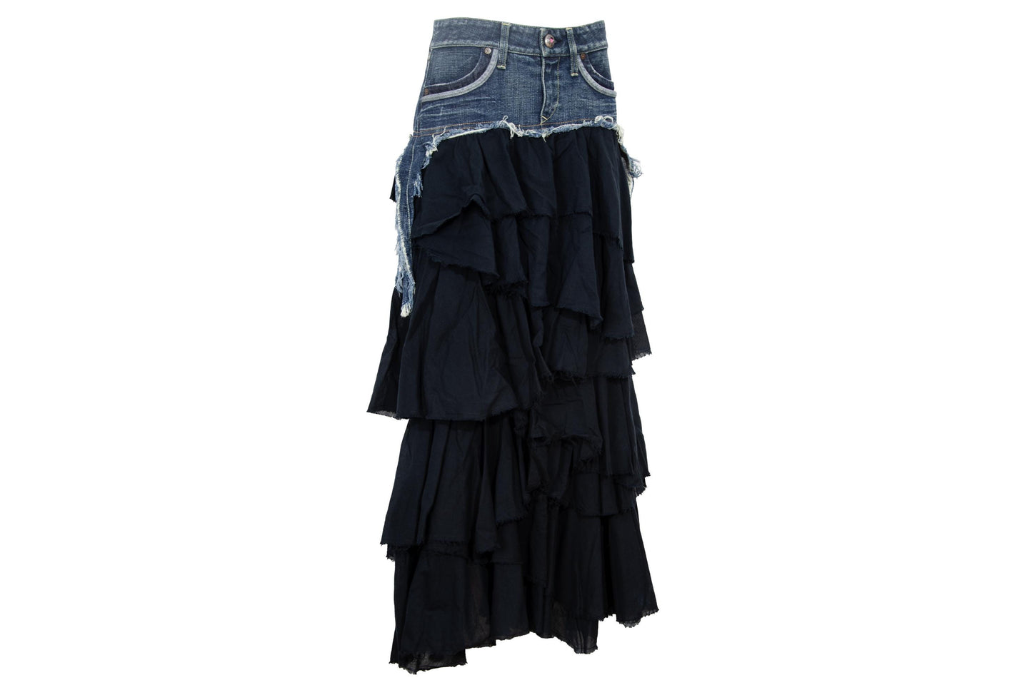 2000s Nolita denim skirt with tiered ruffle lower part / Made in Italy