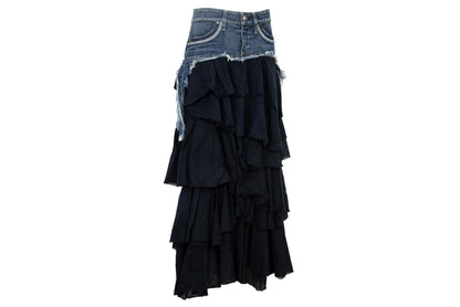 2000s Nolita denim skirt with tiered ruffle lower part / Made in Italy