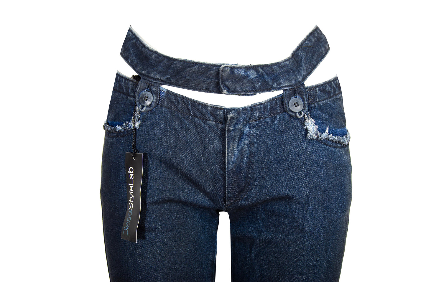 StyleLab Y2K Low Rise Flare Jeans with Cutout Waist