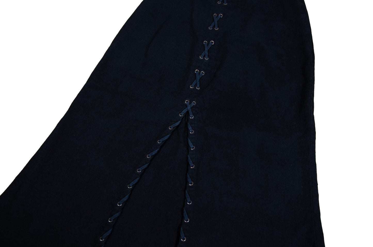 1990s printed message black cotton corset back maxi skirt - Made in Spain